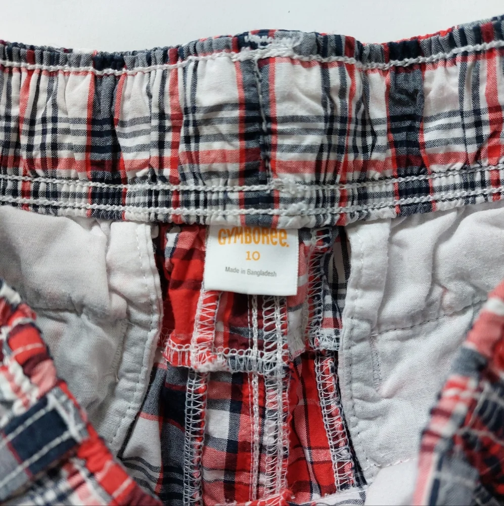 Plaid Patchwork Shorts Gymboree size 10 Red White and Blue Patriotic 4th of July